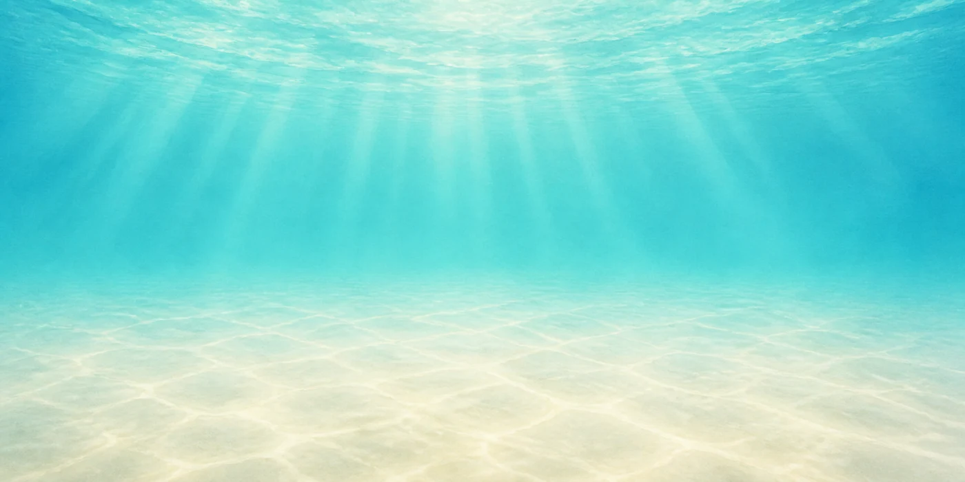 Water-only plate with sunlit surface and sandy ocean floor